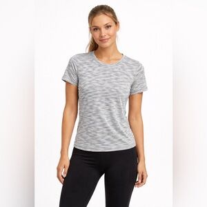 Lululemon Long Distance Short Sleeve Tee in Space Dye Gray & White Size Small
